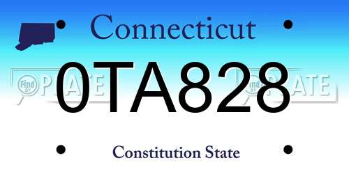 0TA828 Connecticut License Plate
