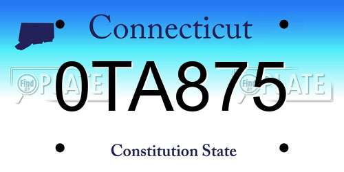 0TA875 Connecticut License Plate