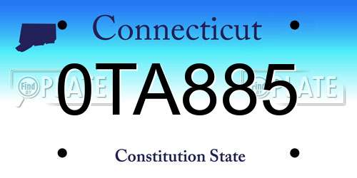 0TA885 Connecticut License Plate