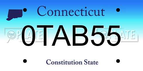 0TAB55 Connecticut License Plate