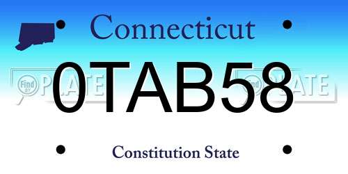 0TAB58 Connecticut License Plate