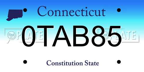 0TAB85 Connecticut License Plate