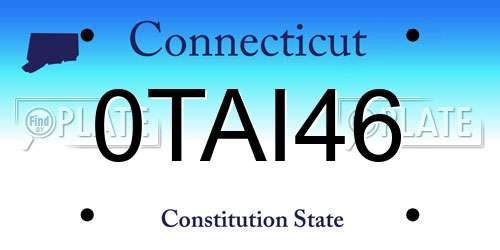 0TAI46 Connecticut License Plate