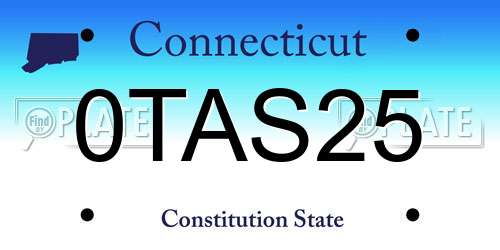 0TAS25 Connecticut License Plate