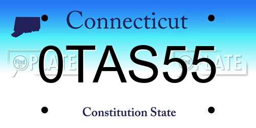 0TAS55 Connecticut License Plate
