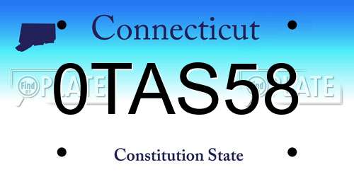 0TAS58 Connecticut License Plate