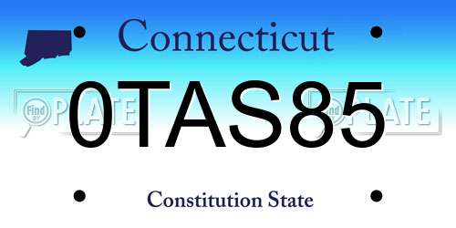 0TAS85 Connecticut License Plate