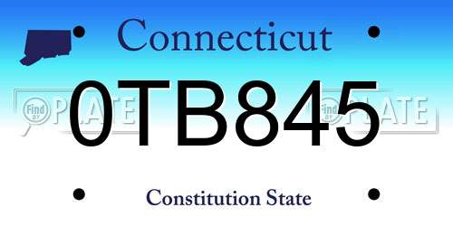 0TB845 Connecticut License Plate