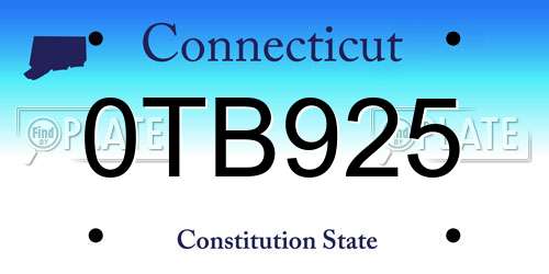 0TB925 Connecticut License Plate