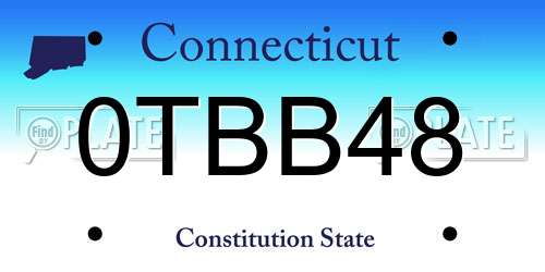 0TBB48 Connecticut License Plate