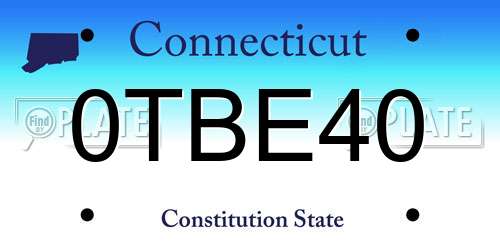 0TBE40 Connecticut License Plate