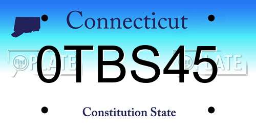 0TBS45 Connecticut License Plate