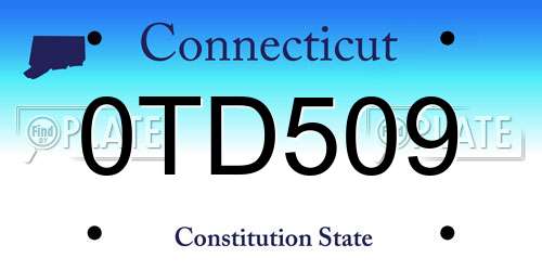 0TD509 Connecticut License Plate