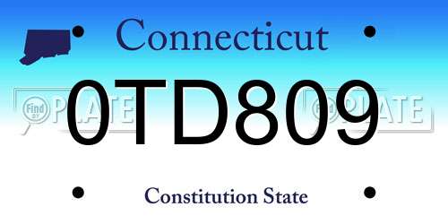 0TD809 Connecticut License Plate