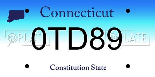 0TD89 Connecticut License Plate