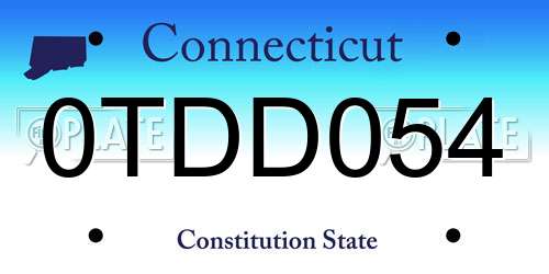 0TDD054 Connecticut License Plate