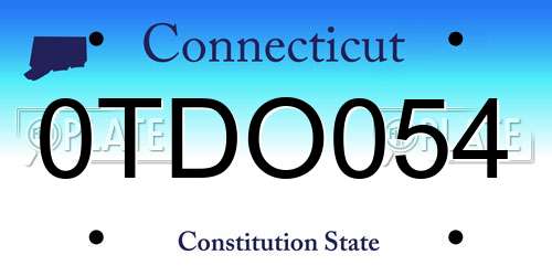0TDO054 Connecticut License Plate