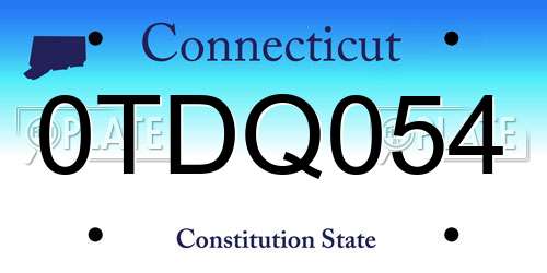 0TDQ054 Connecticut License Plate