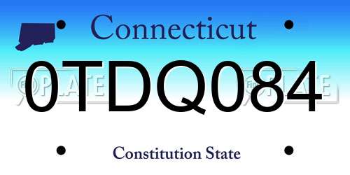0TDQ084 Connecticut License Plate
