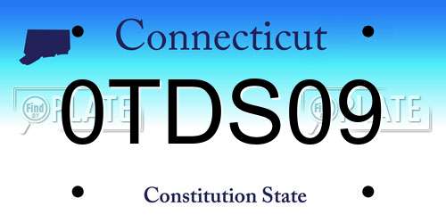 0TDS09 Connecticut License Plate