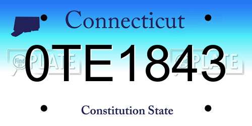 0TE1843 Connecticut License Plate