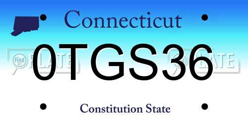 0TGS36 Connecticut License Plate