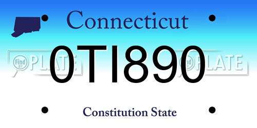 0TI890 Connecticut License Plate