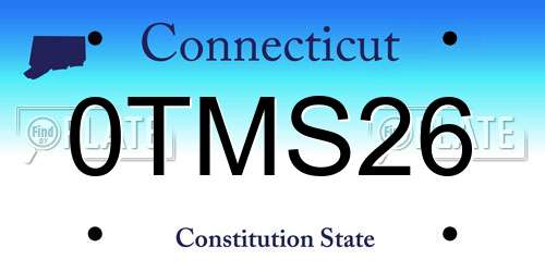 0TMS26 Connecticut License Plate