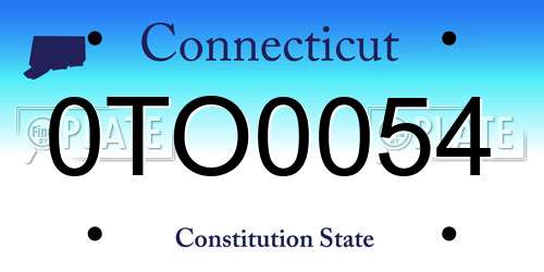 0TO0054 Connecticut License Plate