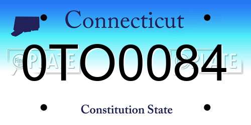 0TO0084 Connecticut License Plate