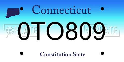 0TO809 Connecticut License Plate