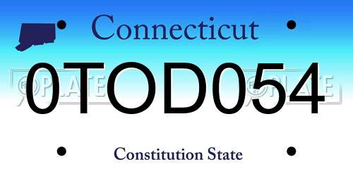 0TOD054 Connecticut License Plate