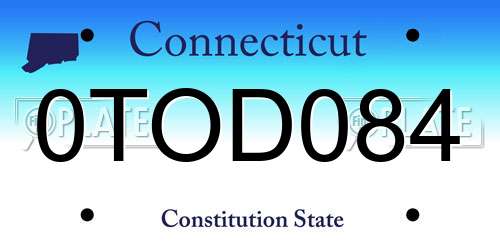 0TOD084 Connecticut License Plate