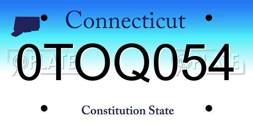 0TOQ054 Connecticut License Plate