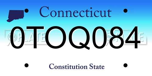0TOQ084 Connecticut License Plate