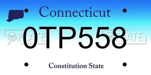 0TP558 Connecticut License Plate