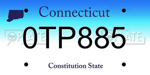 0TP885 Connecticut License Plate