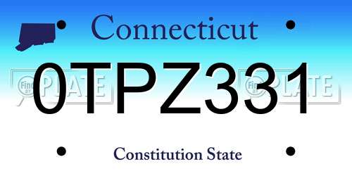 0TPZ331 Connecticut License Plate