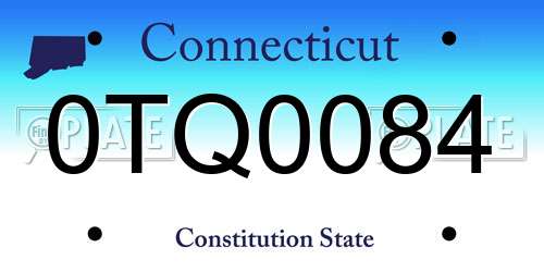0TQ0084 Connecticut License Plate