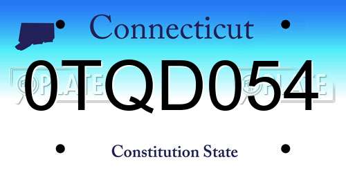 0TQD054 Connecticut License Plate