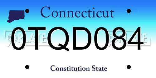 0TQD084 Connecticut License Plate