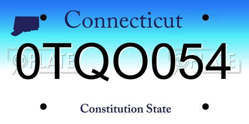 0TQO054 Connecticut License Plate