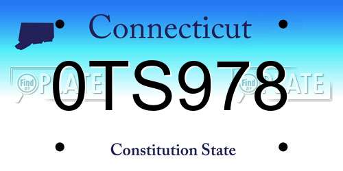 0TS978 Connecticut License Plate