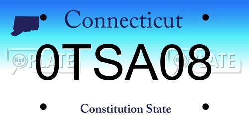 0TSA08 Connecticut License Plate