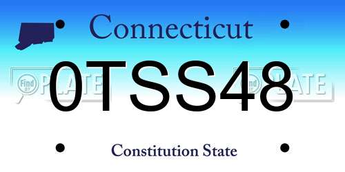 0TSS48 Connecticut License Plate