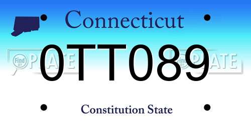 0TT089 Connecticut License Plate