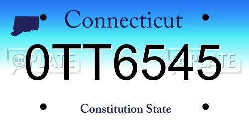 0TT6545 Connecticut License Plate