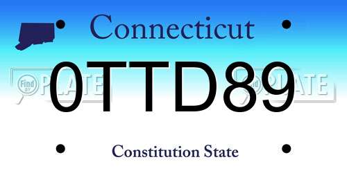 0TTD89 Connecticut License Plate