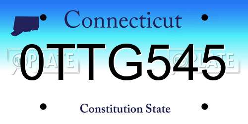 0TTG545 Connecticut License Plate