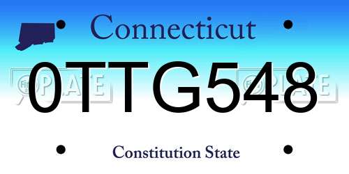 0TTG548 Connecticut License Plate